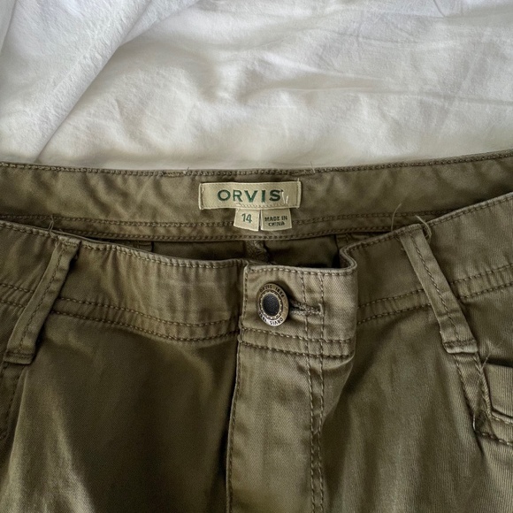 Orvis Pants Straight Fit Canvas Flat Front Pants in Olive Green Size 14 - Picture 3 of 7